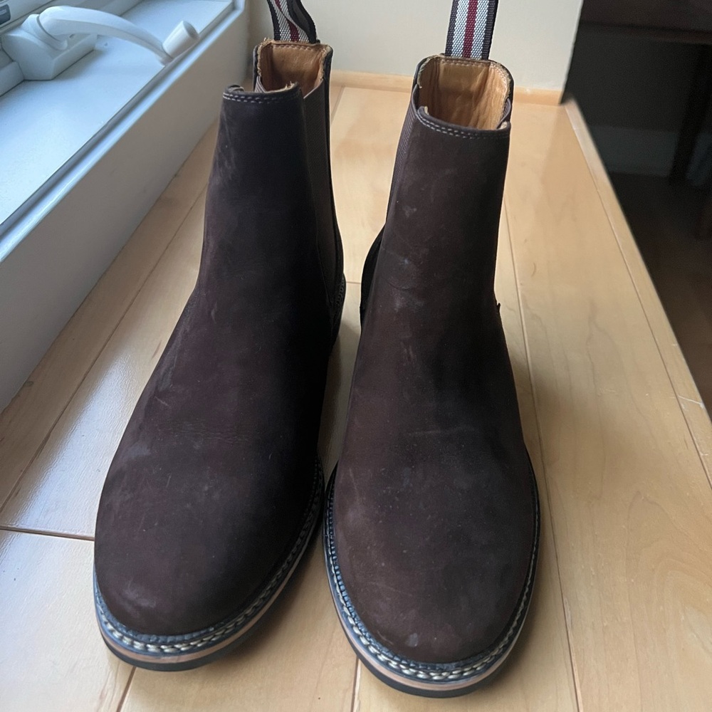 New without box brown suede slip on boots by De Wulf